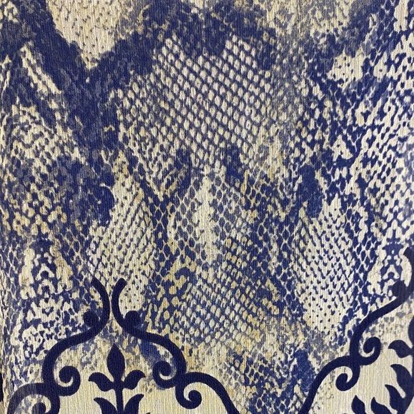 Chico's Blouse Tunic Flowy Boho Hippie Semi-Sheer Blue White Print Size Medium - Picture 8 of 11